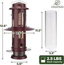 Kingsyard Squirrel Proof Bird Feeder with Removable Base, All Metal, Tube Bird Feeders for Outdoors Hanging, Easy to Clean & Refill, Antique Copper by CozyNest Decor
