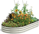 Oval 8x4x1 FT Galvanized Raised Garden Bed Kit, 3 in 1 Large Metal Garden Bed Raised Planter Box, 12” Raised Beds for Gardening Vegetables Flower Herb(Pearl White) by GreenHaven Gardens