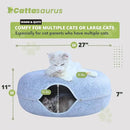Cattasaurus Peekaboo Cat Cave, Extra Spacious for Multiple & Large Cats 12+ lbs, Scratch Detachable Beds for Indoor Cats, Washable Tunnel Bed, Comfy Cat Donut Tunnel (Light Gray+Light Gray, Jumbo) by CozyNest Decor