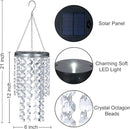 Hanging Solar Lantern Outdoor, 2 Tiers 21” Solar Transparent Acrylic Beaded Chandelier with Cool White LED S Hooks for Garden Yard Patio Gazebo Outside Decor by CozyNest Decor