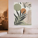 Abstract Bohemian Mid Century Tapestry, Tropical Leaves Modern Geometric Archway Minimalist Bohemian Botanical Aesthetic Wall Hanging, Sage Green Gold Home Decor Art for Bedroom 40x60 Inch by CozyNest Decor