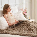 Ultra Soft Luxury Faux Fur Twin Blanket for Counch,Fuzzy Fluffy Plush Warm Cozy Elegant Wrinkled Blanket for Sofa Bedroom Living Room,（60"x80",Tie-dye Coffee） by CozyNest Decor