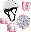 Kids Bike Helmet with Knee Elbow Wrist Pads Guards,Pink,for Ages 2-3-5-8-14,Sports Bicycle,Skate Scooter,Rollerblading with Unicorn Sticker by TinyTreasures Baby Boutique