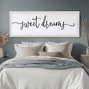 Sweet Dreams Over Bed Wall Decor 32"×12" for Master Bedroom Above Bed Wood Framed Wall Art Sign (White) by CozyNest Decor