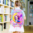 Girls Rolling Backpack, Cute Moon Fairy Roller Wheels Kids Bookbag - Wheeled Elementary School Bag - 3PCS Moon Fairy by TinyTreasures Baby Boutique