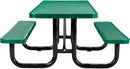 Global Industrial 8'L Rectangular Picnic Table, ADA Compliant, Expanded Metal, Green Thermoplastic Coating, Attached Benches, 1-1/2” Umbrella Pole Hole, Outdoor-Rated by GreenHaven Gardens