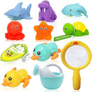 No Hole Bath Toys for Babies 0-6-12 Months+, Wind-up Swimming Ducks & Boat Bath Toys for Kids Ages 1-3, Baby Pool Toys Fishing Net Water Toys Watering Can, Toddler Bath Toys for 1+ Year Old Boy Girl by TinyTreasures Baby Boutique