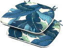 Indoor/Outdoor Chair Cushions 16x17 Inch, Patio Chair Cushions with Ties, All Weather Seat Cushions for Patio Furniture Home Garden Chair Use, Set of 2, Swaying Palms Blue by GreenHaven Gardens