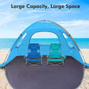 WhiteFang Beach Tent Anti-UV Portable Sun Shade Shelter for 3/4/6/8 Person, Extendable Floor with 3 Ventilating Mesh Windows Plus Carrying Bag, Stakes and Guy Lines by TinyTreasures Baby Boutique