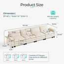 LINSY HOME Oversized Sectional Sofa - 157'' Oversized Corduroy Cloud Couch Deep Seat Modular Sofas Soft Modern Comfy Couches Furniture for Living Room Apartment Office, Beige by CozyNest Decor