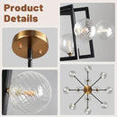 12 Light Black Farmhouse Chandelier Geometric Metal Dining Room Light Fixture Height Adjustable Black Chandeliers for Dining Room Clear Glass Farmhouse Industrial Pendant Lights for Bedroom, Entryway by CozyNest Decor