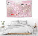 Houselerax Japanese Koi Fish Tapestry, Cherry Blossoms Asian Oriental Pink Flower Branch Koi Fish Carp Tapestries Wall Hanging for Bedroom Living Room Office Decor 90"x60" by CozyNest Decor