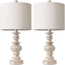 BOBOMOMO 20" Retro Table Lamps Set of 2 - Farmhouse Lamp for Living Room with Linen Shades, Rustic Bedside Nightstand Lamps, Resin Lamps for Bedroom Nursery Room Hallway - Ideal for Compact Spaces by CozyNest Decor