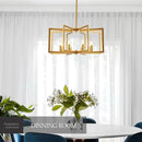 Modern Farmhouse Gold Chandeliers for Dining Room, 8-Light Industrial Metal Chandeliers Geometric Pendant Lights Kitchen Island for Entryway Stairway Foyer Hallway by CozyNest Decor