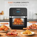 Nuwave Brio 15.5Qt 10-IN-1 Air Fryer Rotisserie Oven, XL Family Size, Even & Crisp AirFry, Reheat, Roast, Dehydrate for Quick Meals, 50°-425°F Control, 100 Presets & 50 Memory, Dishwasher-Safe, 1800W by CozyNest Decor