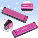 UPINS Harmonica, 4PCS Key of C 10 Hole 10 Tones Titanium Color Harmonica with Case for Beginner Students (Pink, Blue) by TinyTreasures Baby Boutique