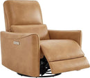 CHITA Power Recliner Chair Swivel Glider, FSC Certified Upholstered Faux Leather Living Room Nursery Reclining Sofa Chair with Lumbar Support, Cognac Brown by CozyNest Decor