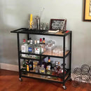 Bar and Serving Cart Industrial & Modern Rustic Rolling Bar and Serving Cart,3-Tiered Wood & Metal Kitchen Bar Cart Island with Wheels,Move Storage Coffee/Wine Island Shelf,Black by CozyNest Decor