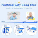 Costzon Baby High Chair, 3 in 1 Infant Table and Chair Set, Convertible Booster Seat with 3-Position Adjustable Feeding Tray, Adjustable Seat Back, 5-Point Harness (Blue) by TinyTreasures Baby Boutique