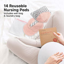 Organic Nursing Pads - 14 Washable Viscose Derived from Bamboo Breastfeeding Pads, Wash Bag, Reusable Breast Pads for Breastfeeding, Nipple Pads for Breastfeeding Essentials(Pink Sand, L 4.8") by TinyTreasures Baby Boutique