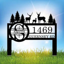 Personalized Deer Custom Garden Address Sign with Metal Stake, Housewarming Gift, Outside Camping Decor by CozyNest Decor