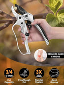 Ratchet Anvil Pruning Shears for Gardening Heavy Duty, Labor-Saving Design Garden Clippers for Arthritis Weak Hands, 3/4" Cut Capacity Branch Cutter for Tree Trimming, Flower, Rose, Plant by GreenHaven Gardens