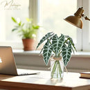 Artificial Flowers Turtle-Back, Alocasia Leaf, in Glass Vase with Faux Water,7Pcs Artificial Leaves Real Touch Latex Leaves for Centerpiece (2, Alocasia Leaf) by CozyNest Decor