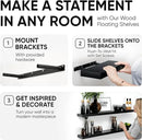 Homeforia Floating Black Shelf 60 inch, High End Solid Real Wood 60 inches Long Floating Shelves for Wall, Black Wooden 60inch Large Floating Shelves, Heavy Duty Bracket, 60 X 6.5 X 1.75 in, Set of 2 by CozyNest Decor