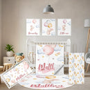 Personalized Baby Crib Bedding Set, 5 Pcs Custom Name Baby Crib Set with Double Layer Blanket, Soft Balloon Bunny Nursery Bedding Set for Girls Boys, Customized Gifts for Infants Toddlers by TinyTreasures Baby Boutique