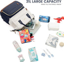 LOVEVOOK Diaper Bag Backpack, Baby Bag with Changing Station, Large Diaper Backpack for Mom Dads, Waterproof Leather Mommy Bag for Boy and Girl, Travel Essential Baby Shower, Navy Blue-Beige by TinyTreasures Baby Boutique
