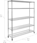 Seville Classics UltraDurable Heavy Duty NSF Solid Steel Wire Rack Storage Unit Organizer for Garage, Warehouse, Office, Restaurant, Classroom, Kitchen, 5-Tier Shelving, 60" W x 18" D by CozyNest Decor