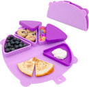Silicone On-The-Go Snack Mat – Foldable Reusable Placemat with 3 Compartments and Lids – Travel-Friendly Baby and Toddler Snack Plate – Dishwasher Safe (Plum) by TinyTreasures Baby Boutique