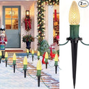 C9 Christmas Pathway Lights Outdoor, 25.7 Feet 20 LED C9 Strawberry Walkway Lights with Marker Stakes, Connectable Shatterproof C9 String Lights for Lane Outside Yard Decorations, Warm White, 2 Pack by GreenHaven Gardens