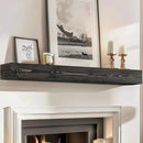 72x8x5 Fireplace Mantel - Handcrafted Hollow Rustic Solid Wood Wall Mounted Floating Shelf with Invisible Heavy Duty Wood Bracket (Weathered Black) by CozyNest Decor