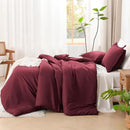 Litanika Burgundy Red Comforter Set King Size, 3 Pieces Lightweight Solid Bedding Comforter Set, All Season Fluffy Bed Set (104x90In Comforter & 2 Pillowcases) by CozyNest Decor