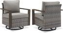 Outdoor Wicker Patio Furniture Set - 5 Piece Patio Conversation Set with 2 Wicker Swivel Rocker Chairs,2 Rattan Ottoman and 1 Couch,Thick Cushions,Deep Seating,Wide Armrest(Mixed Grey/Grey) by CozyNest Decor