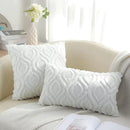 decorUhome Fall Throw Pillow Covers 24x24 Inch Set of 2, Soft Plush Decorative Faux Fur White Solid Couch Pillow Covers, Accent Farmhouse Neutral Square Euro Pillow Cases for Sofa Bed Living Room by CozyNest Decor
