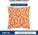 HWY 50 Orange Fall Decorative Throw Pillow Covers 18x18 Inch (1 Piece), Embroidered Cotton Farmhouse Cushion Cover Pillow Case for Sofa Couch Living Room Bed Bedroon, Floral Branches by CozyNest Decor