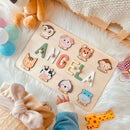 Personalized Name Puzzle for Kids, Personalized Baby Gifts Custom Name Puzzles for Toddlers 1-3 Animal Puzzle, Customized 1st Birthday for Girls & Boys Wooden Puzzle Montessor Toys for Kids by TinyTreasures Baby Boutique