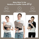 Baby Wrap Carrier, Lightweight Baby Wearing Wraps for Newborn and Infant, Soft Swaddle Holder Carrier, Cozy Baby Sling 7-35 lbs Black+Brown by TinyTreasures Baby Boutique