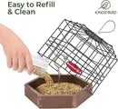 Kingsyard Squirrel Proof Platform Bird Feeders for Outdoor Hanging, Caged Bird Feeder for Small Wildbirds Finches, Recycled Plastic Feeding Platform with Metal Seed Tray, Brown by GreenHaven Gardens