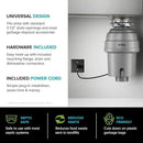 KRAUS WasteGuard High-Speed 1 HP Continuous Feed Ultra-Quiet Motor Garbage Disposal with Power Cord and Flange Included and Universal Mount, KWD200-100MGR