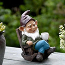 OwMell Drinking Coffee Garden Gnome Statue Decoration 7.3" Figurine Ornament for Indoor Outdoor Home Patio Yard Lawn - Coffee by CozyNest Decor
