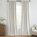 MIULEE 100% Blackout Curtains 120 Inch Long 2 Panels Set for Bedroom, Thick Faux Linen Black Out Curtain Room Darkening Back Tab Pleat Window Textured Drapes with Hooks for Living Room, Light Beige by CozyNest Decor