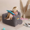 Kids Snuggly-Soft Sherpa Chair, Cuddly Toddler Foam Chair for Boys and Girls, Grey by TinyTreasures Baby Boutique