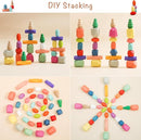 OESSUF Stacking Rocks 48Pcs Stacking Blocks Balancing Stacking Stones Wooden Building Toys Wood Stone Stacking Game for Toddler Sorting Preschool Educational Montessori Stacking Rocks for Kids by TinyTreasures Baby Boutique