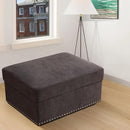 Ottoman Rectangular Storage Ottoman Bench, Flannel Footrest Stool Footstool with Lid for Living Room, Bedroom, Entryway, Brown, 33.5"x25.5"x18" by CozyNest Decor