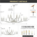 18 Light Nickel Living Room Chandelier High Ceiling Foyer Candle Chandelier Large Modern 59in Metal Chandeliers Hanging Light for Master Bedroom Dining Room Light Fixture Over Table by CozyNest Decor