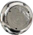 MyGift 14 Inch Deluxe Decorative Dish Tray Centerpiece Base, Silver Tone Plated Hammered Aluminum Fruit Bowl Serving Platter with Cutout Handles - Handcrafted in India by CozyNest Decor