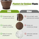 4 Pack Plant Pots Outdoor Indoor, 8 Inch Small Flower Pots with Drainage Hole & Tray, Thickened Plastic Outdoor Planters for Garden House Decor - Pebbles Pattern Design by CozyNest Decor